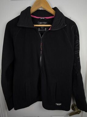 Calvin Klein Performance Black Fleece Jacket Women's M Full Zip Athleisure Cozy